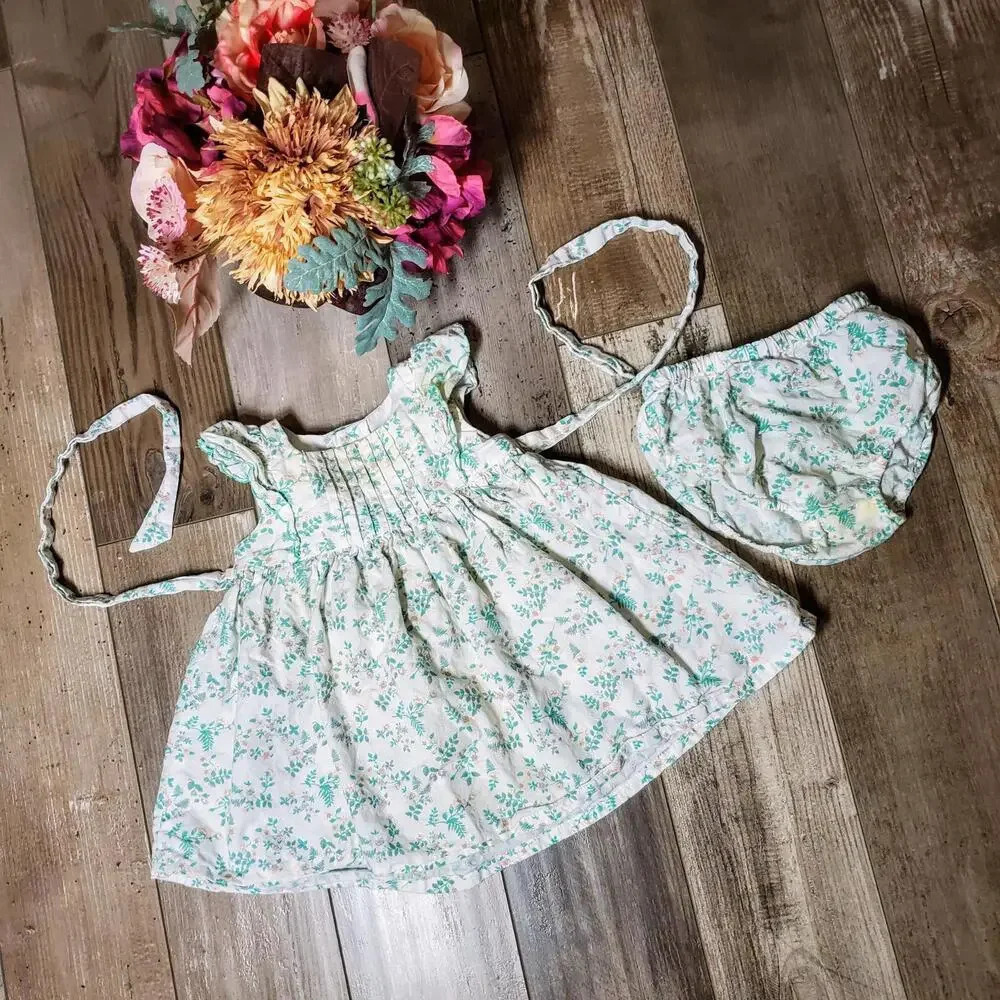 Edgehill Collection Baby Girl Floral Dress and Bloomer Outfit Size 6m GUC